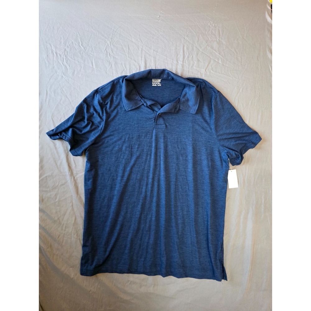 32 Degrees Cool Shirt Mens 2XL Blue Short Sleeve Lightweight Polo stay cool New